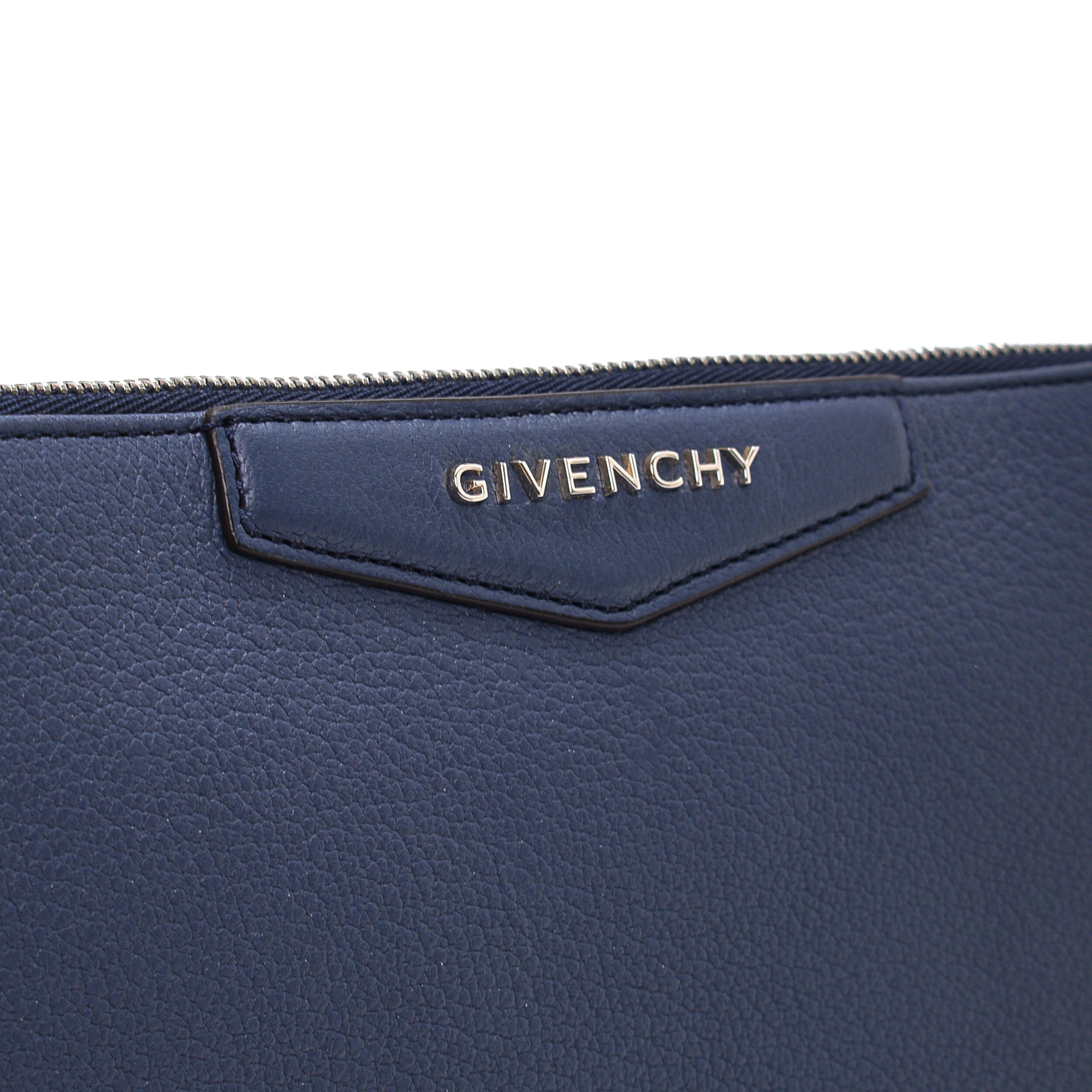 Givenchy - Navy Blue Leather Antigona Zipped Clutch II
